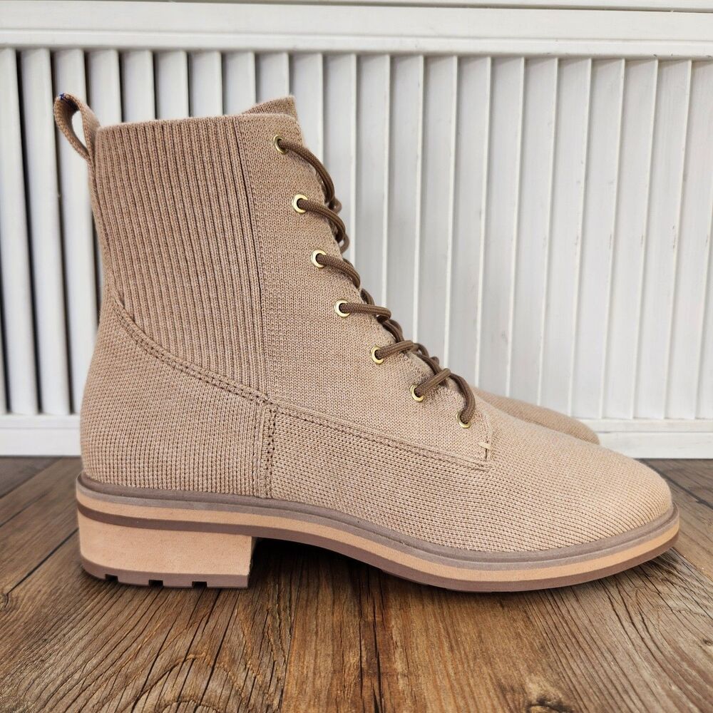 Rothy's The Laced Lug Boots Womens Size 9 Hickory Merino Wool Water Repellant